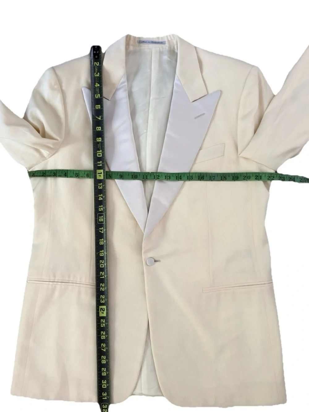 VTG Ermenegildo Zegna Cream Tuxedo Jacket IT 50 US 40R Silk Lapel Dinner Blazer